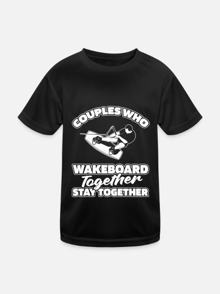 Wakeboard Wakeboarder Paar - Kinder Funktions-T-Shirt - Schwarz - Vorne