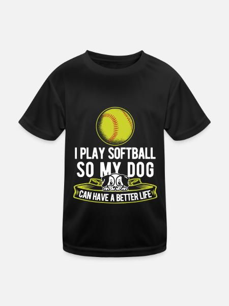 Chien de softball - T-shirt sport Enfant - noir - Devant