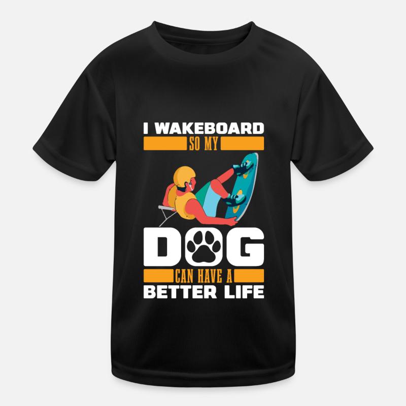 Wakeboard Wakeboarder Hund Kinder Funktions-T-Shirt