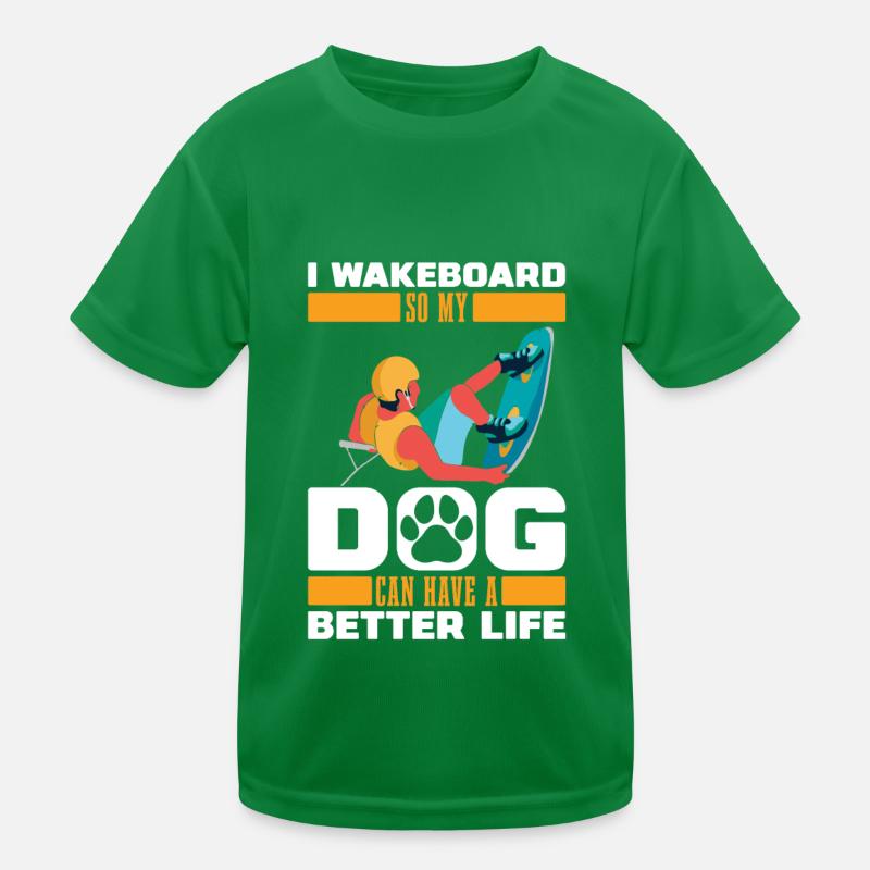 Wakeboard Wakeboarder Hund Kinder Funktions-T-Shirt