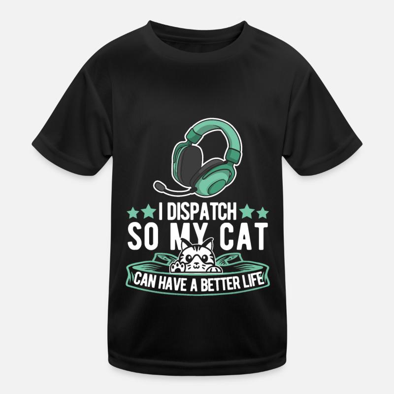 Notruf Leitstelle Einsatzzentrale Katze Kinder Funktions-T-Shirt