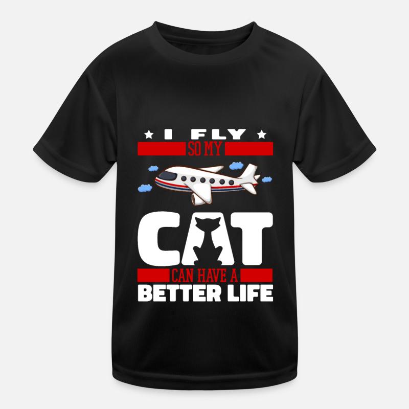 Flight attendant stewardess cat Kids Functional T-Shirt