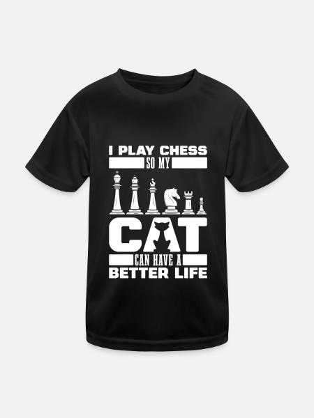 Chat d’échecs - T-shirt sport Enfant - noir - Devant
