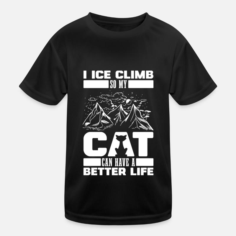 Ice climbing cat Kids Functional T-Shirt