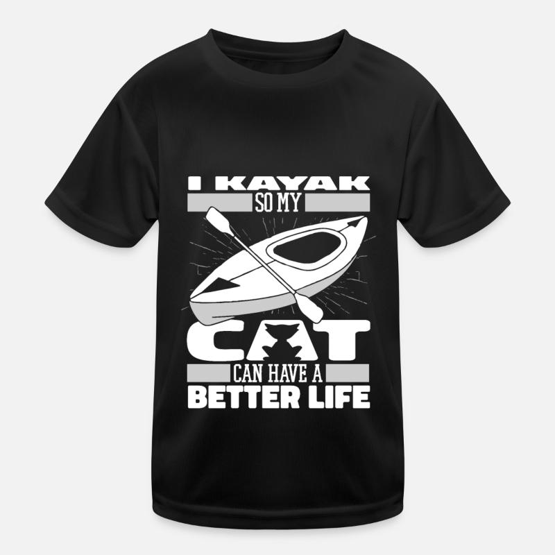 Kayaker cat Kids Functional T-Shirt