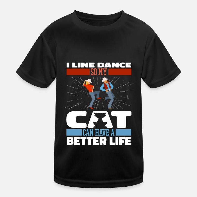 Line Dance Cat Kids Functional T-Shirt