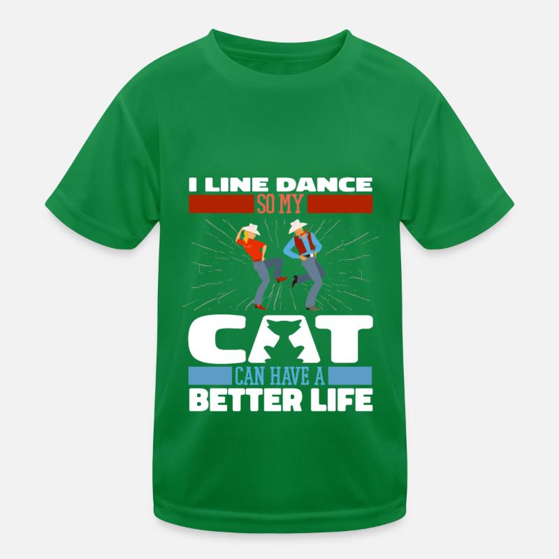 Line Dance Cat Kids Functional T-Shirt