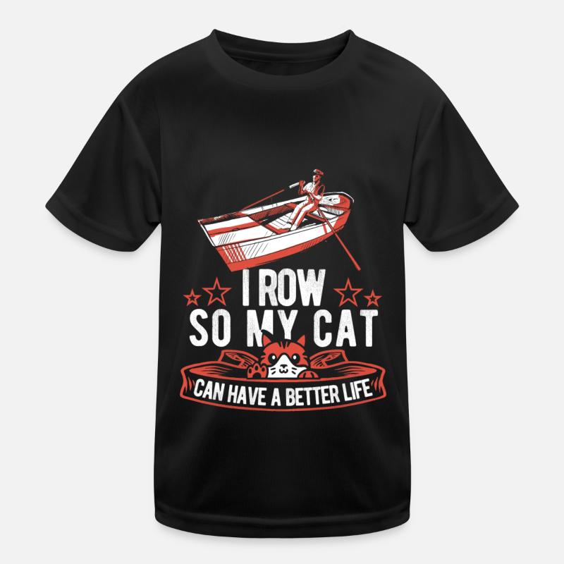Rudern Ruderer Katze Kinder Funktions-T-Shirt