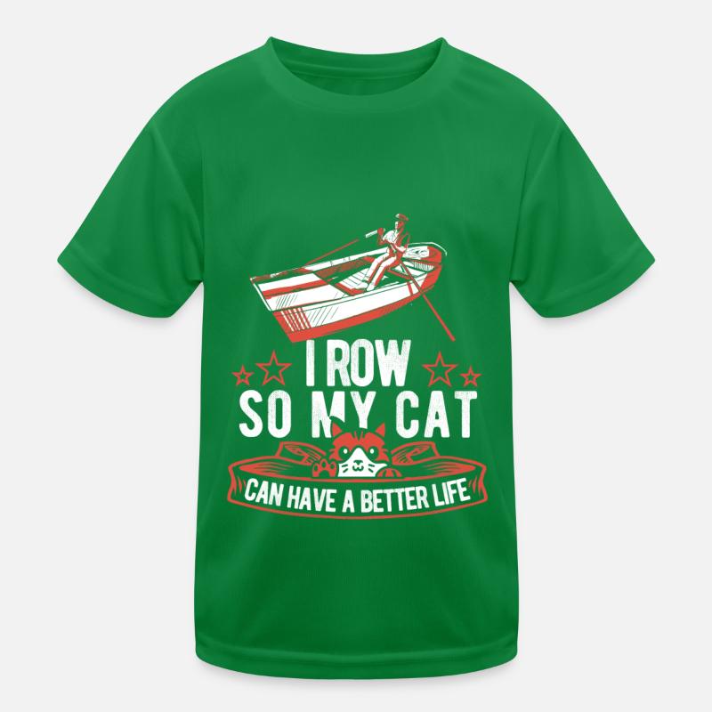 Rowing Rower Cat Kids Functional T-Shirt