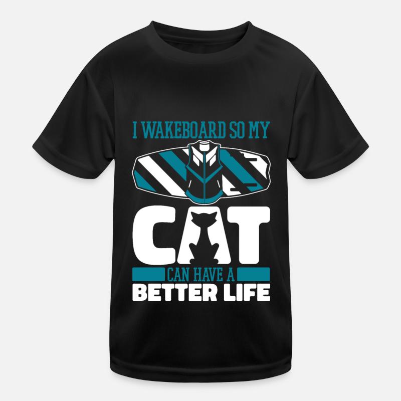 Wakeboard Wakeboarder Katze Kinder Funktions-T-Shirt