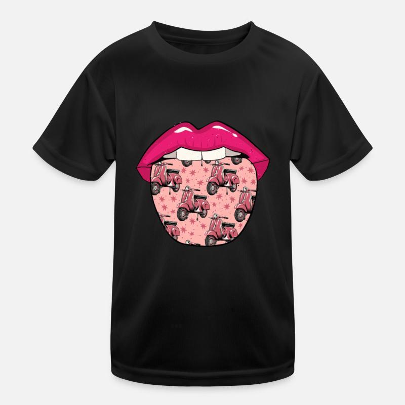 Motorroller Lippen Kinder Funktions-T-Shirt