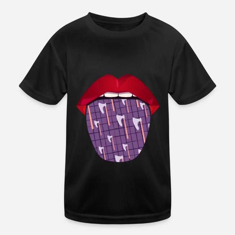 Axtwerfen Axtwerfer Lippen Kinder Funktions-T-Shirt