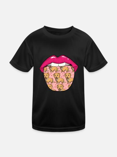 Langue de Golden Retriever - T-shirt sport Enfant - noir - Devant
