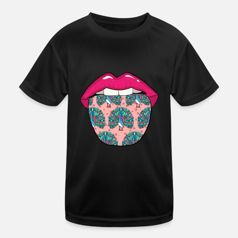 Pfau Vogel Zunge Kinder Funktions-T-Shirt