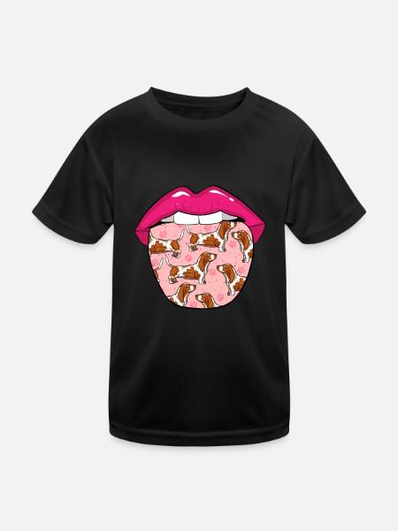 Langue de chien Bassett - T-shirt sport Enfant - noir - Devant