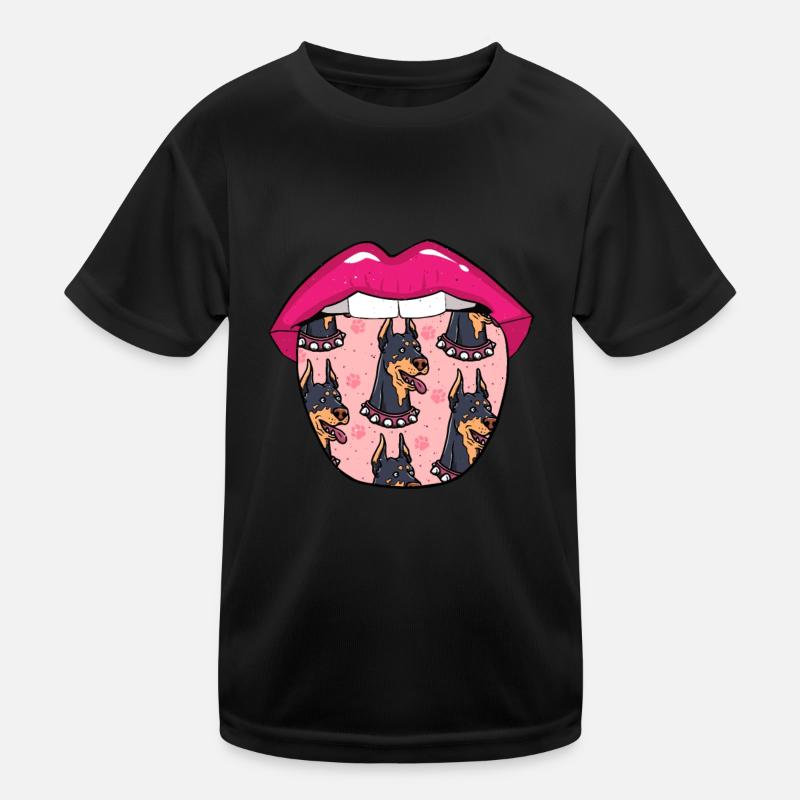 Dobermann Lippen Kinder Funktions-T-Shirt