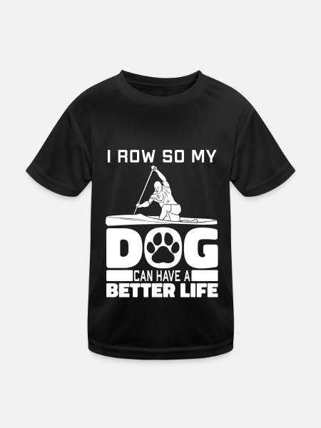 Rowing Rowing Dog - Kids Functional T-Shirt - black - Front