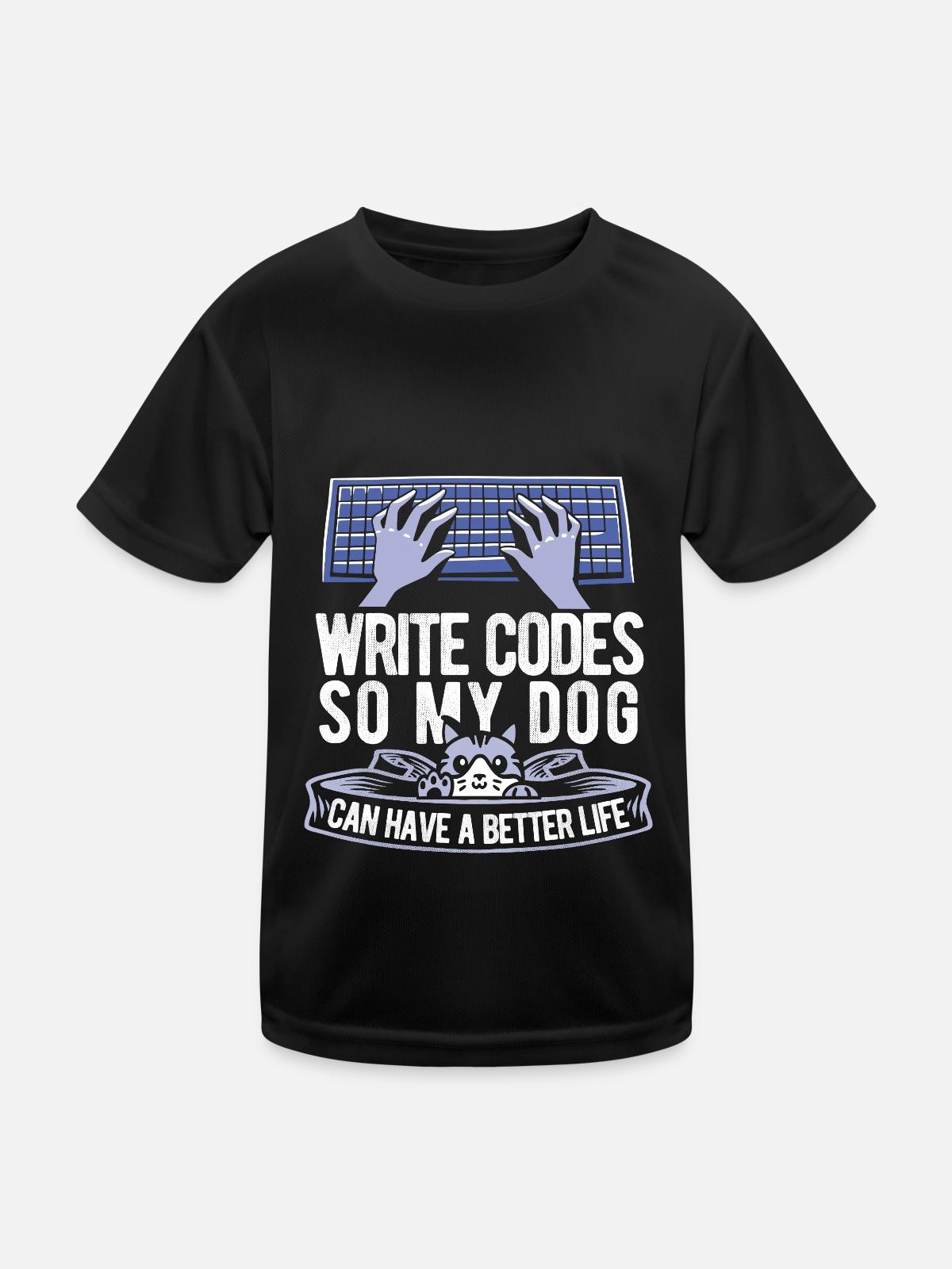 Entwickler Coder Programmierer Katze - Kinder Funktions-T-Shirt - Schwarz - Vorne