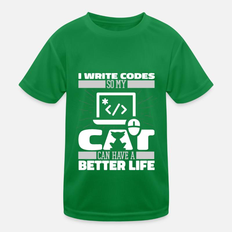 Entwickler Coder Programmierer Katze Kinder Funktions-T-Shirt
