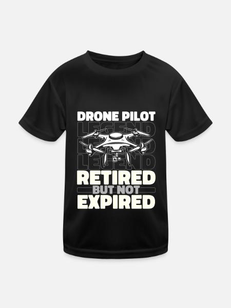Drone Quadcopter Retired - Kids Functional T-Shirt - black - Front