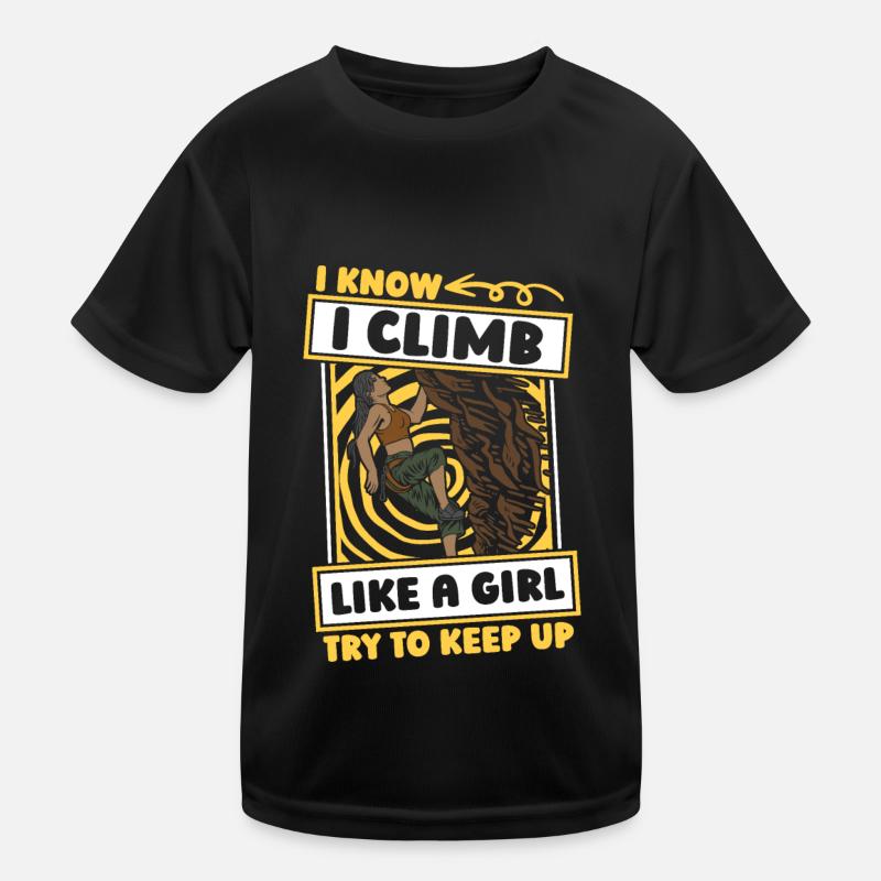 Klettern Kletterer Mädchen Kinder Funktions-T-Shirt