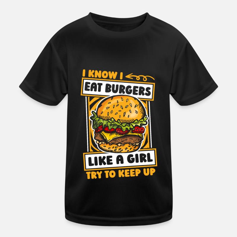 Burger Hamburger Mädchen Kinder Funktions-T-Shirt