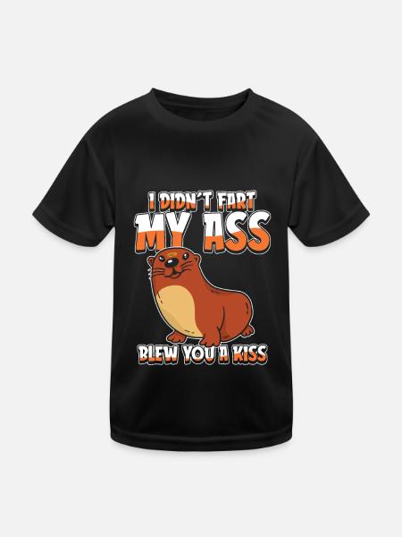 Humour de loutre Je n’ai pas pété mes fesses t’a soufflé un baiser - T-shirt sport Enfant - noir - Devant