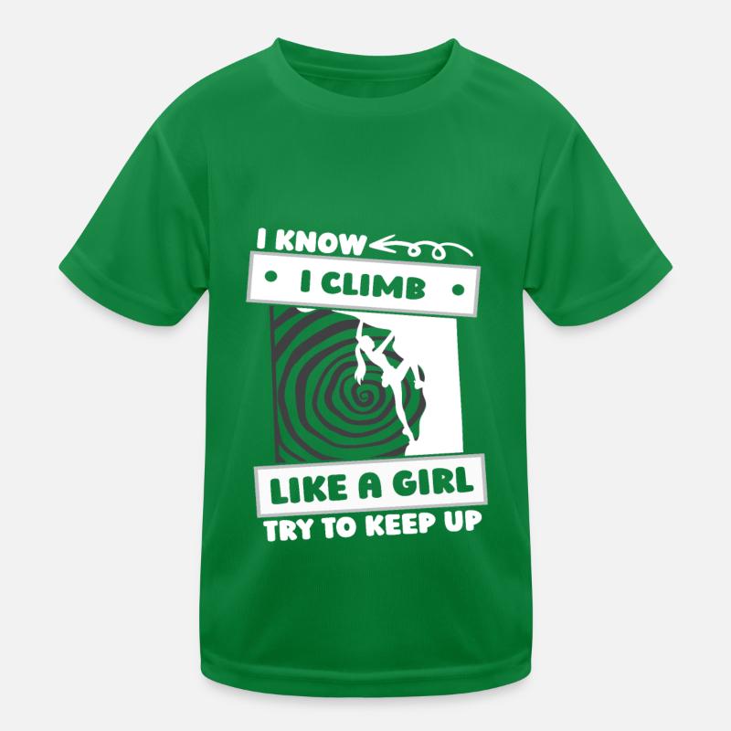 Klettern Kletterer Mädchen Kinder Funktions-T-Shirt