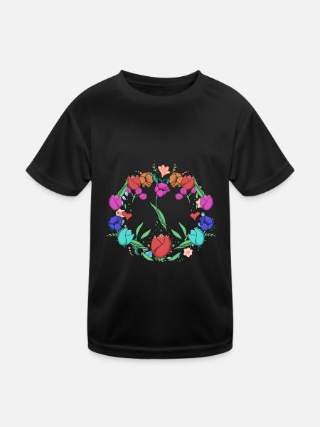 Tulip wreath Tulips - Kids Functional T-Shirt - black - Front