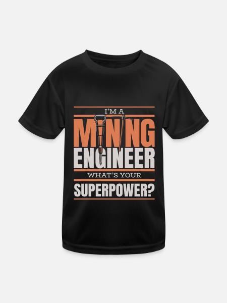 Ingenieur Supermacht Bergbauingenieur - Kinder Funktions-T-Shirt - Schwarz - Vorne