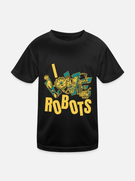 Robotique Ai Robot Drôle J’aime les robots - T-shirt sport Enfant - noir - Devant