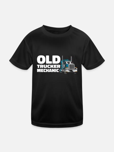 Truck driver Trucker Truck driver Mechanic - Kids Functional T-Shirt - black - Front