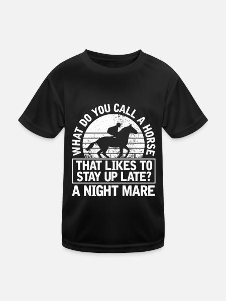 Horse Equestrian Sports Fun Endurance Riding - Kids Functional T-Shirt - black - Front