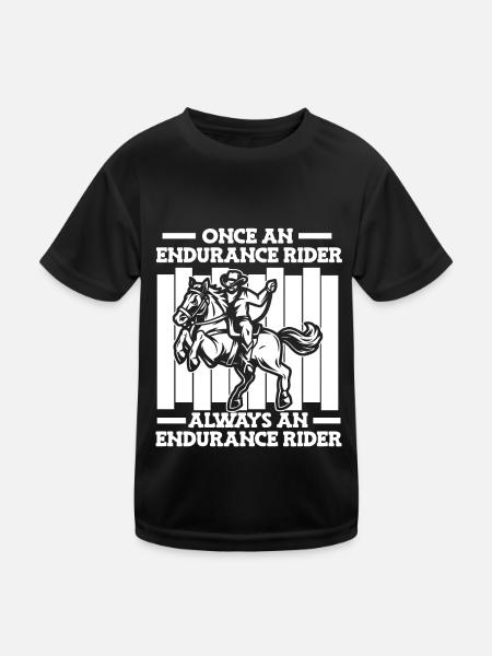 Pferd Reitsport Cowboy Ausdauerreiten - Kinder Funktions-T-Shirt - Schwarz - Vorne