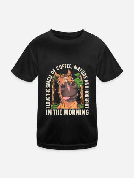 Cheval Sports équestres Café Endurance Équitation - T-shirt sport Enfant - noir - Devant