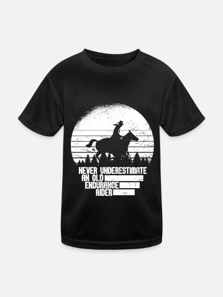 Horse Equestrian Sport Endurance Riding - Kids Functional T-Shirt - black - Front