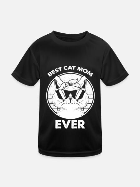 Muttertag Mama Katze - Kinder Funktions-T-Shirt - Schwarz - Vorne