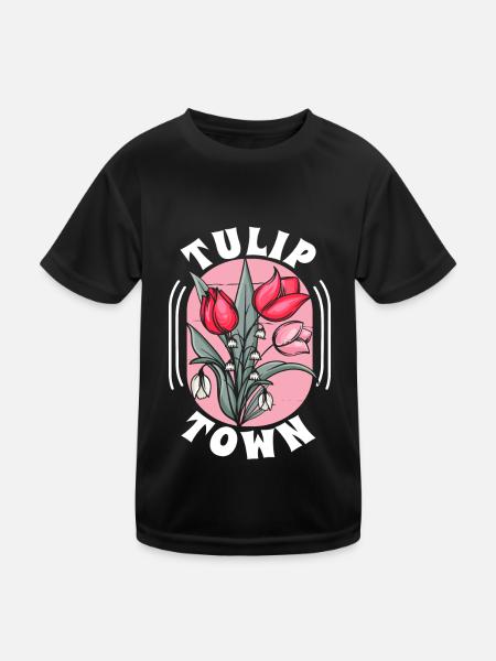 Tulpen Stadt Tulpen - Kinder Funktions-T-Shirt - Schwarz - Vorne