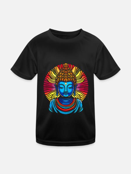 Bouddha bouddhiste Bouddha Zen Bouddha - T-shirt sport Enfant - noir - Devant