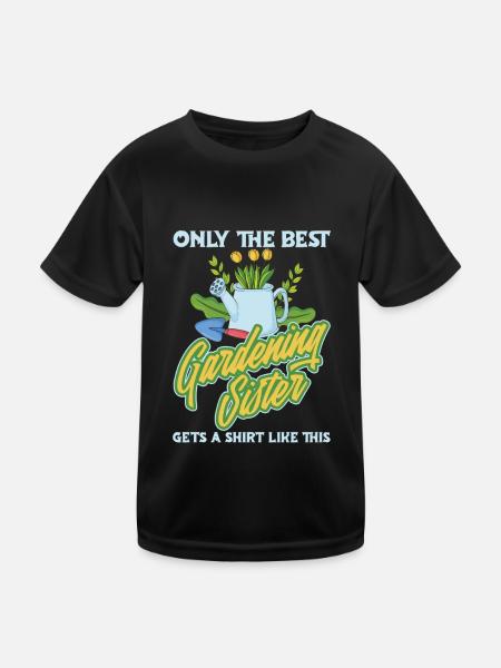 Hobbygärtner Garten Schwester - Kinder Funktions-T-Shirt - Schwarz - Vorne