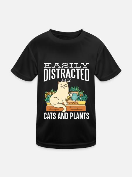 Hobby Gardener Garden Funny Garden Cat - Kids Functional T-Shirt - black - Front