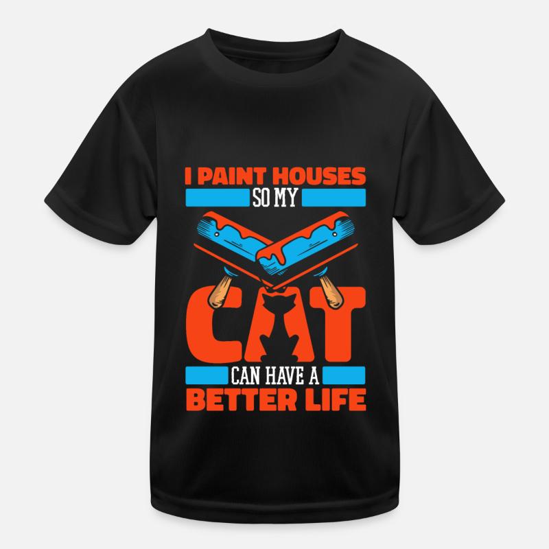 Maler Lackierer Katze Kinder Funktions-T-Shirt