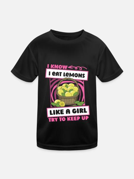 Zitrone Lustig - Kinder Funktions-T-Shirt - Schwarz - Vorne