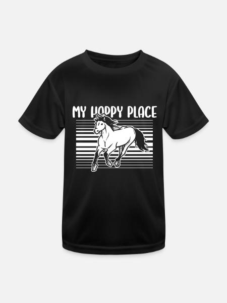 Pferd Reitsport Glücklich Ausdauerreiten - Kinder Funktions-T-Shirt - Schwarz - Vorne