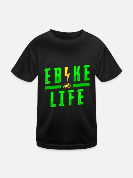 E Bike Electric Bike - Kids Functional T-Shirt - black - Front