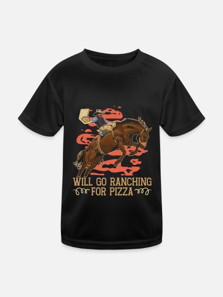 Rodeo Cowboy Pizza Ranch Cowboy - Kinder Funktions-T-Shirt - Schwarz - Vorne