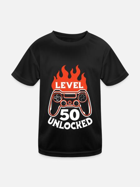 Gamer Gaming Funny Level 50 Unlocked - Kids Functional T-Shirt - black - Front