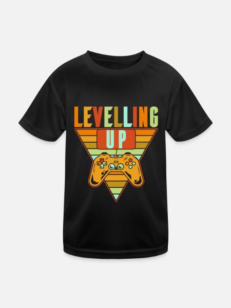 Gamer Gaming Aufleveln - Kinder Funktions-T-Shirt - Schwarz - Vorne