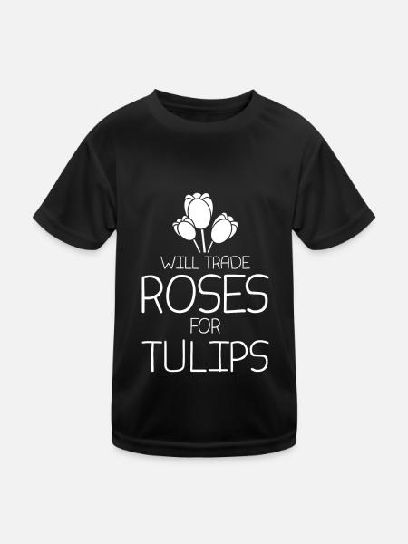 Tulipes Tulipes roses - T-shirt sport Enfant - noir - Devant