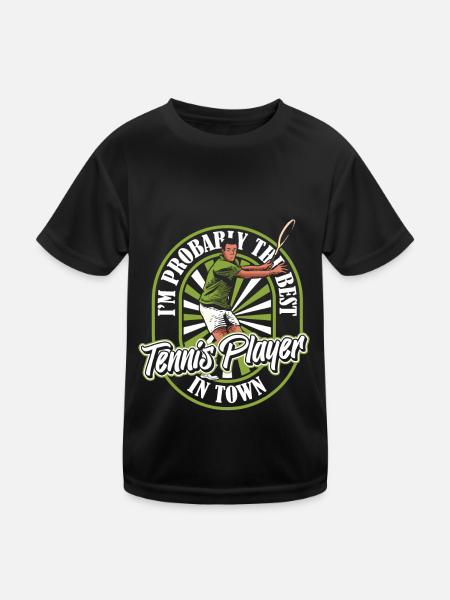 Tennis Witzig - Kinder Funktions-T-Shirt - Schwarz - Vorne